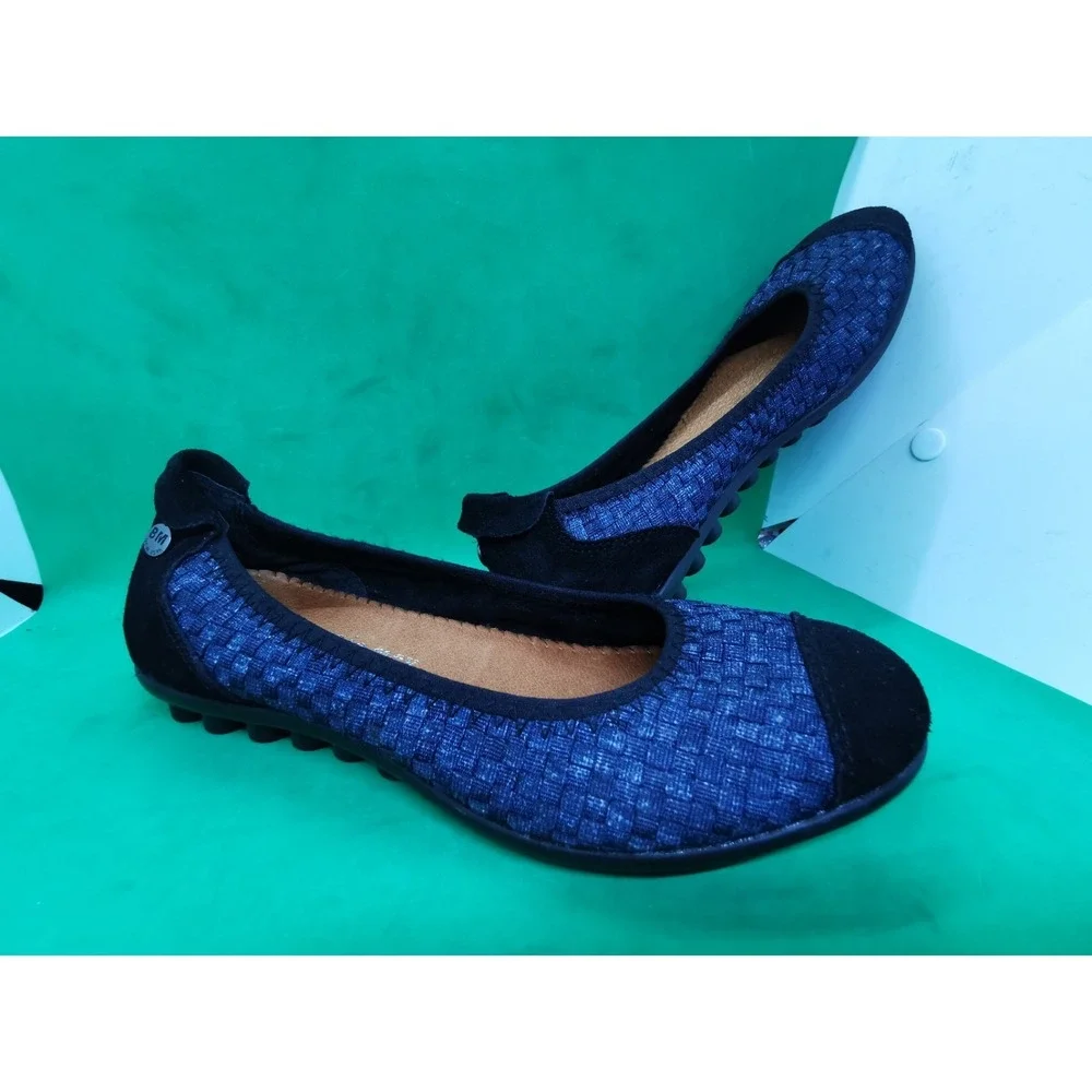 Bernie Mev Bella Me Womens EU 38 US 7 Ballet Flats Black Woven Cap Toe Comfort
